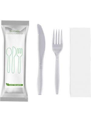 Pack cubiertos PS: Cuchillo, tenedor y servilleta | 500 unidades