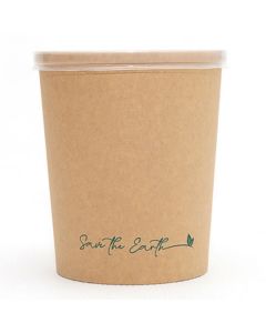 Envase grande redondo 32oz 1000ml. de cartón + tapa PP