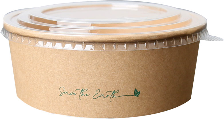 Ensaladera grande de cartón marrón Kraft 1000ml con tapa
