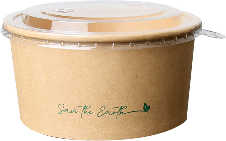 Recipiente ensaladas grande 1100 ml. con tapa | Cartón Kraft