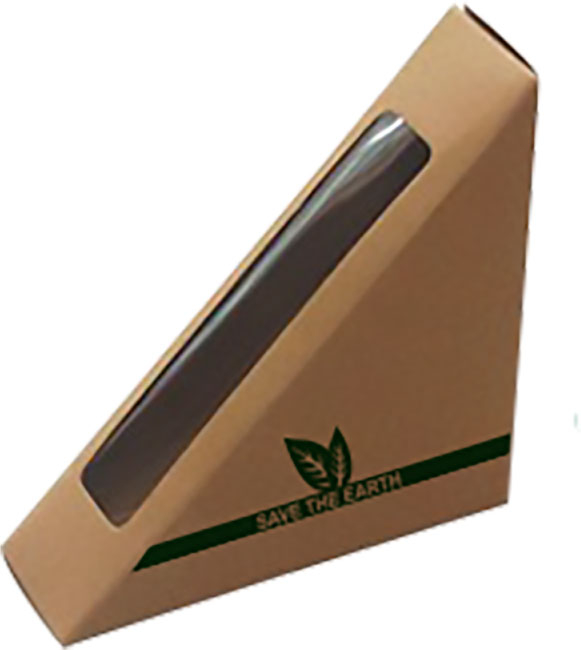 Caja Sandwich simple cartón kraft con ventana