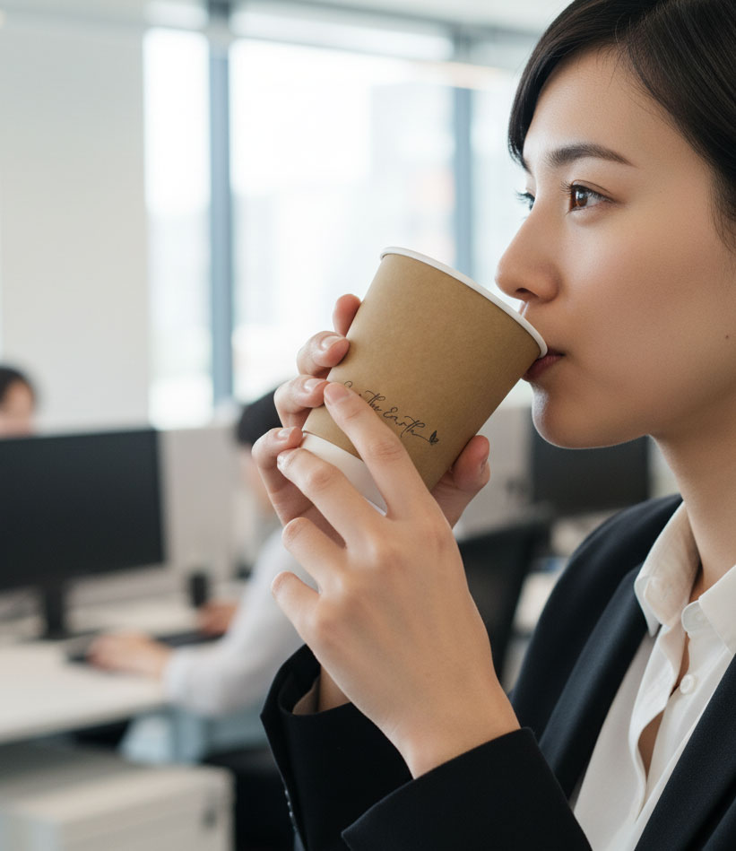 Vasos de Cartón Doble Pared Kraft/Blanco